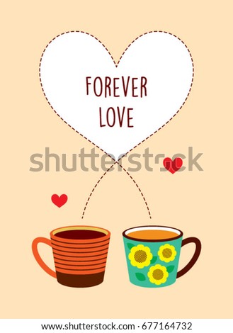 forever love with coffee mug vector