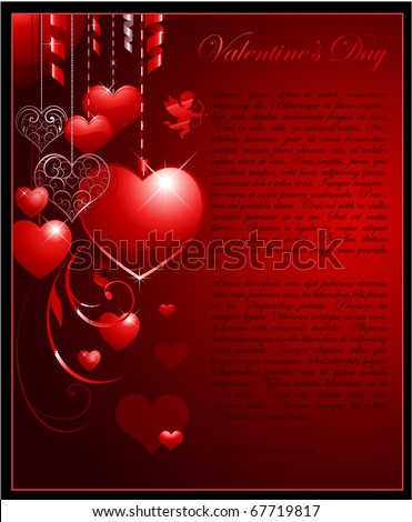 Valentine's day vertical background with heart and place for text