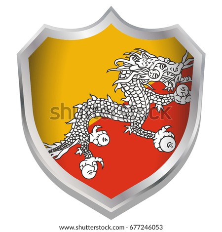 A Shield Illustration with the flag for the country of Bhutan