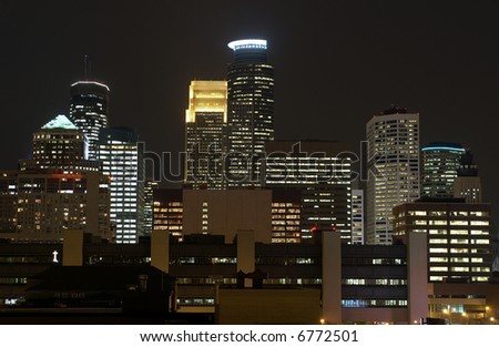 Minneapolis city skyline at night