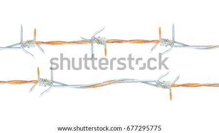 barb wire fence isolated on a white background