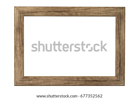 old wood frame isolated on white background,blank wood photo frame.