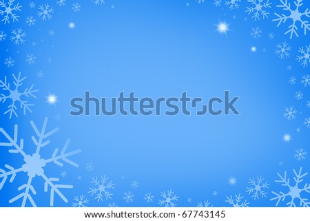 abstract chrismas background with snowflakes and star on blue background
