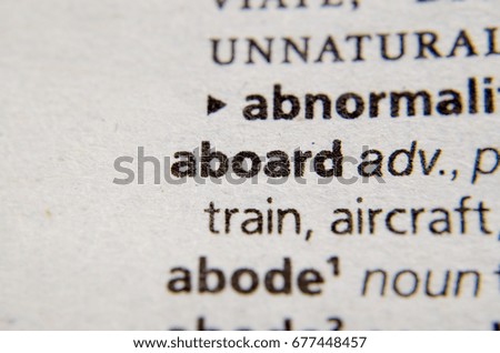 Aboard word in dictionary