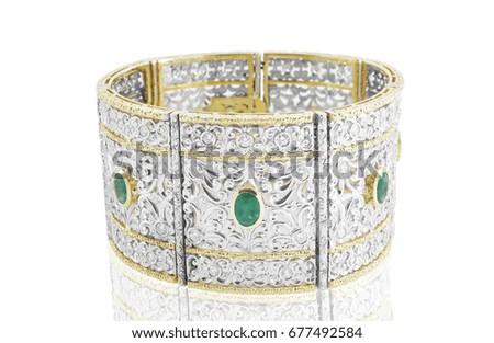 Bracelets with precious gems gold and platinum  jewelry  with  diamonds and  gemstones