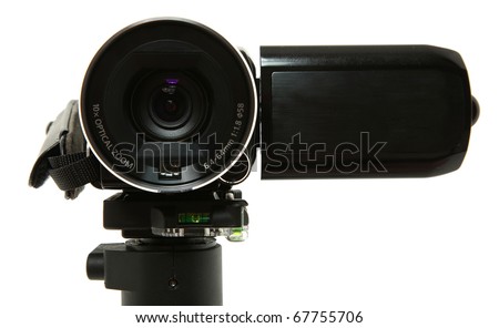 Close Up Of Camcorder Lens On White Background