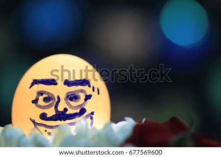 the transparency man face on eggshell and grey background