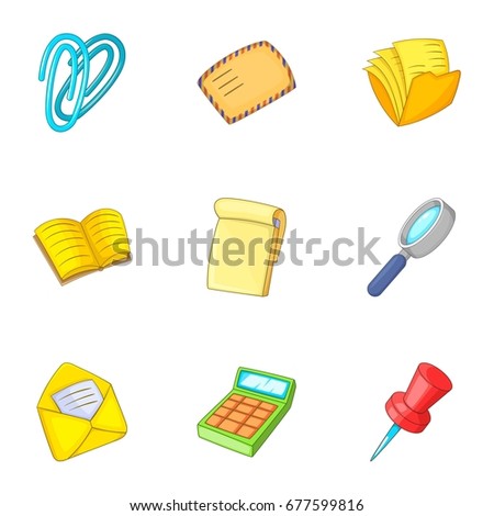 Accountant equipment icons set. Cartoon set of 9 accountant equipment vector icons for web isolated on white background