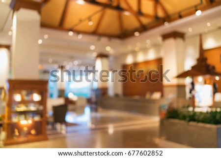Abstract background of hotel interior, shallow depth and blurry focus