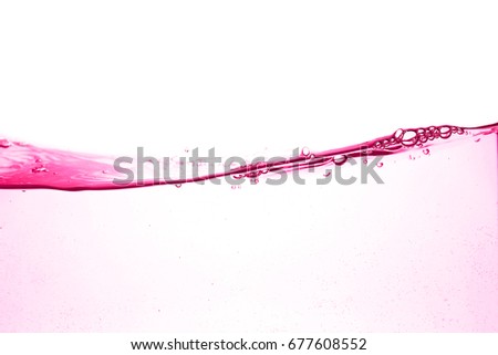 Clear red water waves. Water wave isolated on white background