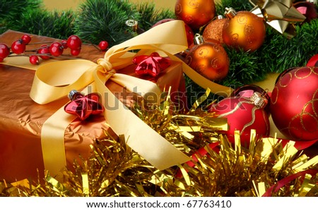 Gift boxes and christmas balls