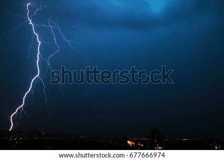 Huge lightning over night Minsk city in Belarus