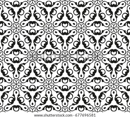 Abstract seamless geometric pattern. Vector illustration. Image repeating and alternating constituent elements. Decorative black and white ornament