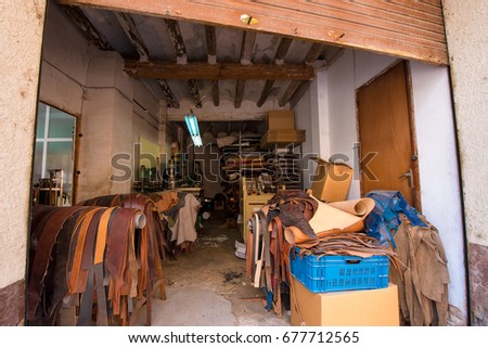 Leather workshop in Mont-roig del Camp, Tarragona, Catalunya, Spain