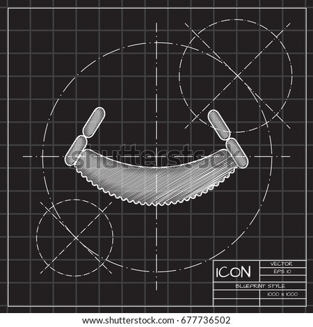 Vector blueprint saw icon on engineer and architect background . Industrial equipment 