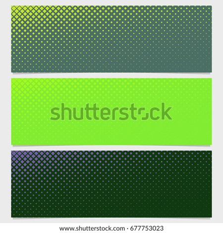 Halftone square pattern banner template design set - vector illustration from diagonal squares in varying sizes