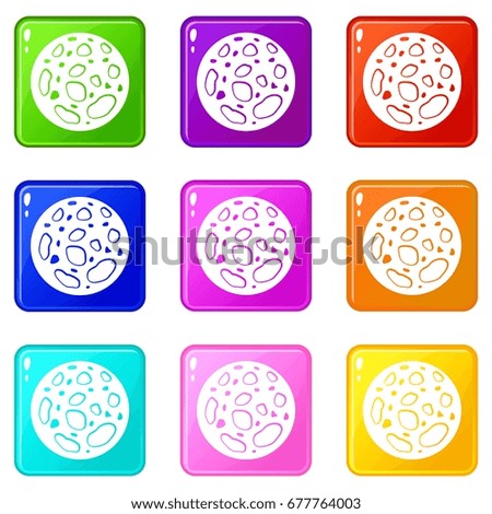 Dead planet icons of 9 color set isolated vector illustration