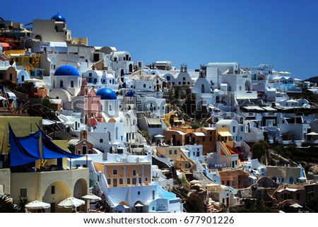 Santorini. The village of Oia. White buildings. Greece