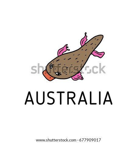 Vector illustration of a platypus. Australia.
