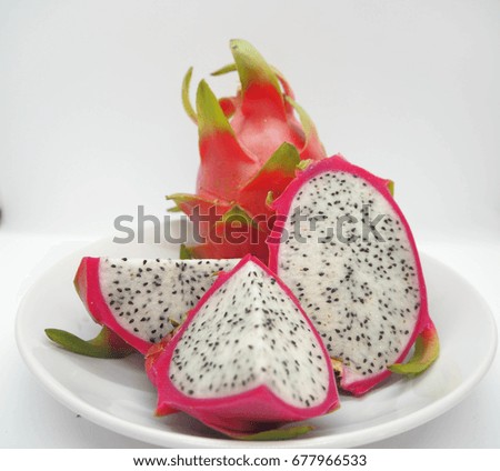 Dragon fruit on white background, isolated background