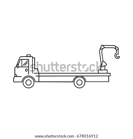 Line art transport icon, vector illustration - truck, waggon, crane