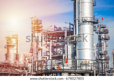 Industrial zone, Oil refining, industrial pipelines of an oil-refinery plant
