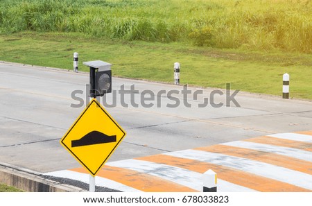 Traffic sign on road in the industrial estate

