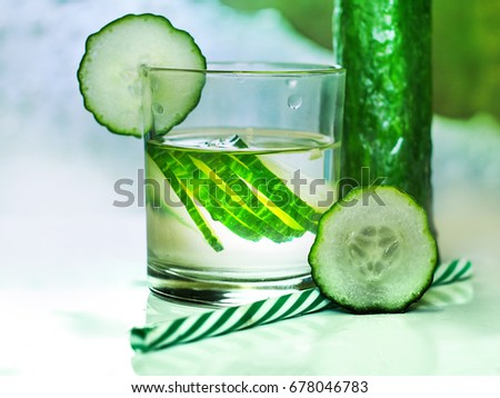 Detox cucumber water in glass. Sassy diet.