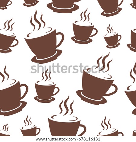 Coffee Mug Pattern. Coffee seamless background vector design illustration.
