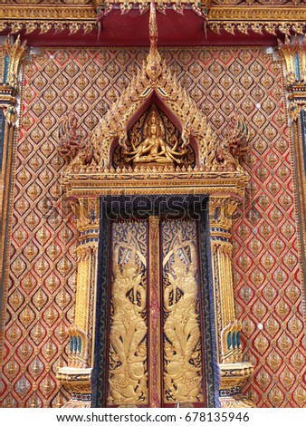 Beautiful thai pattern on thai temple door
