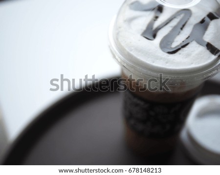 A cold coffee on the table, Free space for text, selective focus