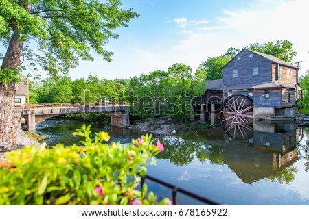 Beautiful landscape of Old Mill in Pigeon Forge - Smoky Mountains area ,Tennessee USA. Royalty-Free Stock Photo #678165922