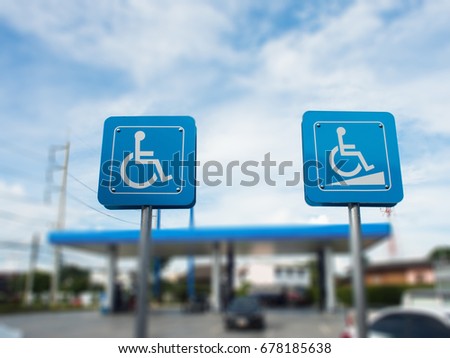 Parking for people with disabilities and blur background.