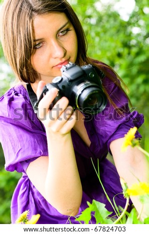 young woman making picture