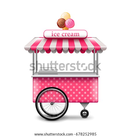 Ice cream cart isolated on white photo-realistic vector illustration