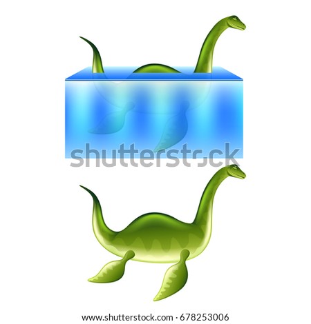 Nessie Loch Ness monster isolated on white photo-realistic vector illustration Royalty-Free Stock Photo #678253006