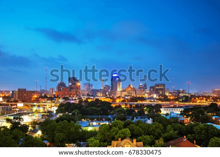 San Antonio, TX cityscape in the evening