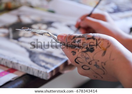an artist painter at work