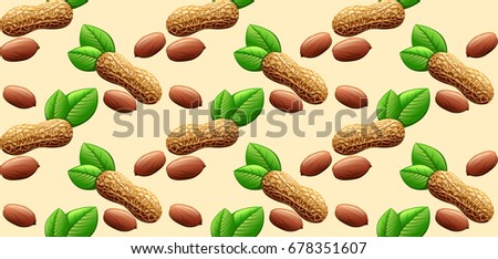 Peanut. Texture with leaves