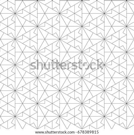MONOCHROME TRIANGLE WITH CROSSING LINES SEAMLESS VECTOR PATTERN