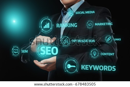 SEO SEM Search Engine Optimization Marketing Ranking Traffic Website Internet Business Technology Concept