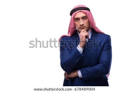 Arab businessman isolated on the white background Royalty-Free Stock Photo #678489004