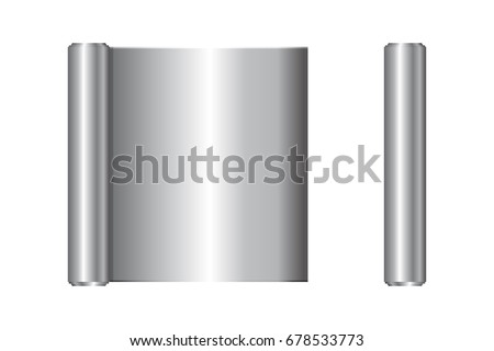 Realistic roll of aluminium foil, icon. Vector illustration.