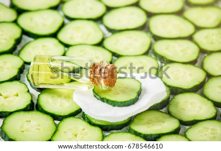 The cucumber extract. Cosmetics. Selective focus.