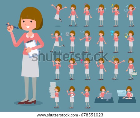 A set of women with who express various emotions.
There are actions related to workplaces and personal computers.
It's vector art so it's easy to edit.