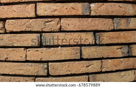 The background of the ancient brick wall is not very close toget