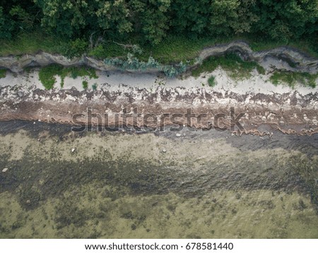 Aerial view - top view of the beautiful beach  with cliffs at Poel island, Germany