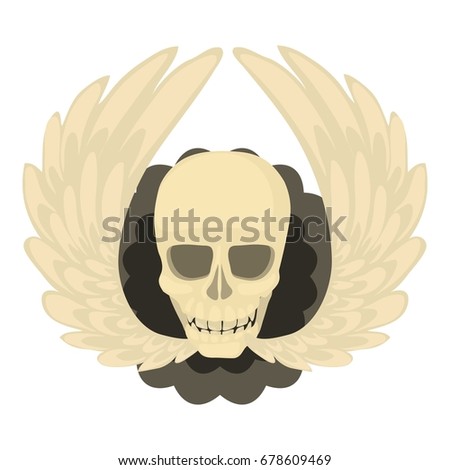 Skull with wings icon. Cartoon illustration of skull with wings vector icon for web