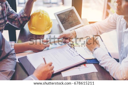 Business group meeting for sign contract and profit from construction business