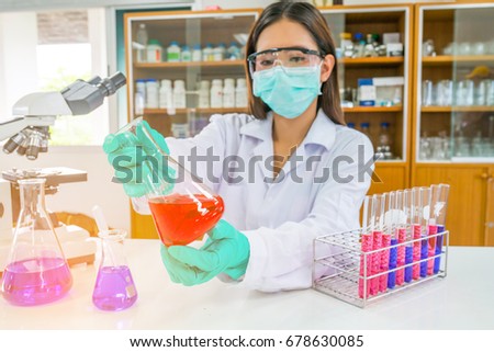 Doctor woman or chemist working  in biology or chemical laboratory with laboratory equipment